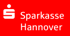 Logo der Sparkasse Hannover auf rotem Hintergrund.
